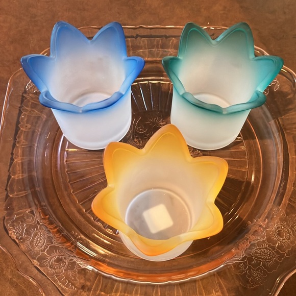 NWT PartyLite Jewel Frosted Tulip Glass Votive Tealite Candle Holders P7161 - Picture 5 of 5